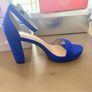 Vibrant Blue Suede Platform Heels